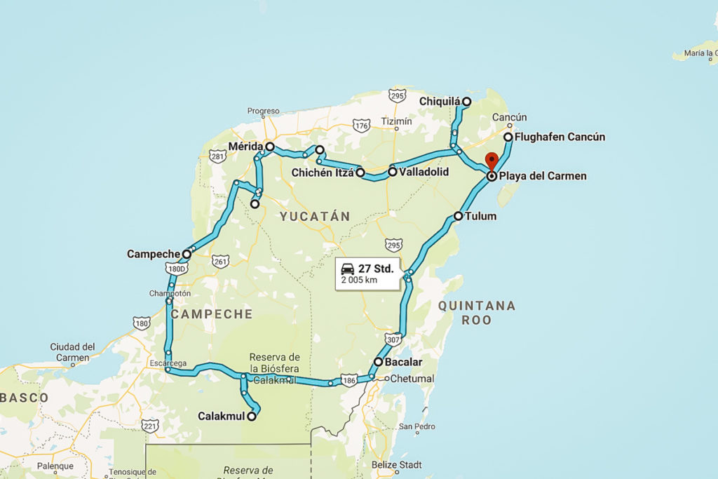 Route Yucatan 3 Wochen